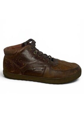 Polo Ralph Lauren Radus II Brown Leather Lace-Up Sneakers Mens Size 9D
